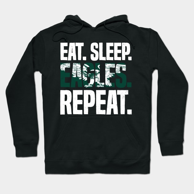 Eat Sleep Eagles Repeat Distressed Football Sport Hoodie by udesign